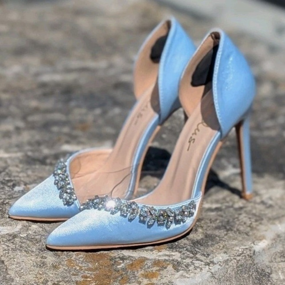 Cinderella Princesscore Blue Satin Rhinestone Stiletto Heels Lulus Kastra 6